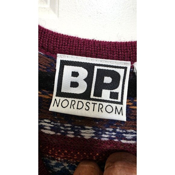 BP Nordstrom Women's Fair Isle 100% Wool Button-Front Sweater Vest S Burgundy Mu - Picture 5 of 7